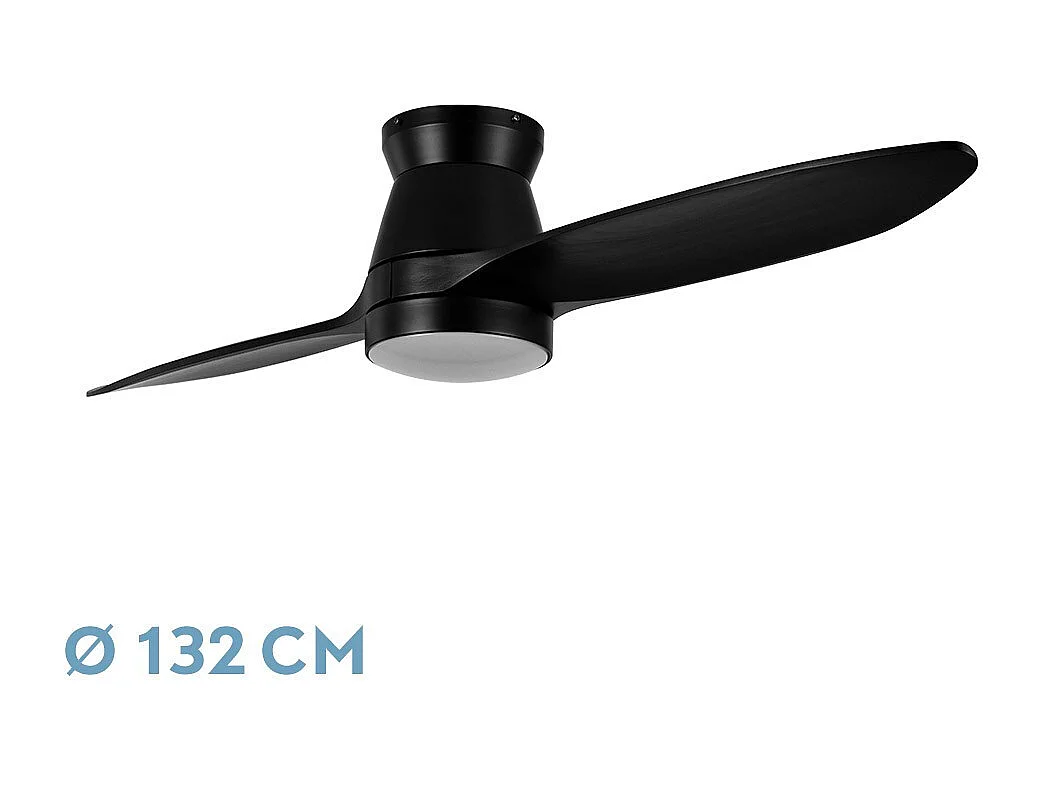 Ventilador Dc Nordic Negro Led 24w Con Temporizador