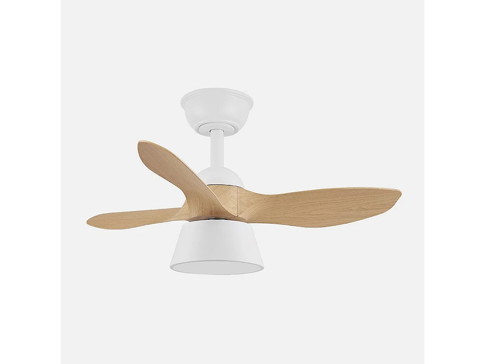 Ventilador Dc Cubico Blanco Haya Led 3 Posiciones Con Memoria