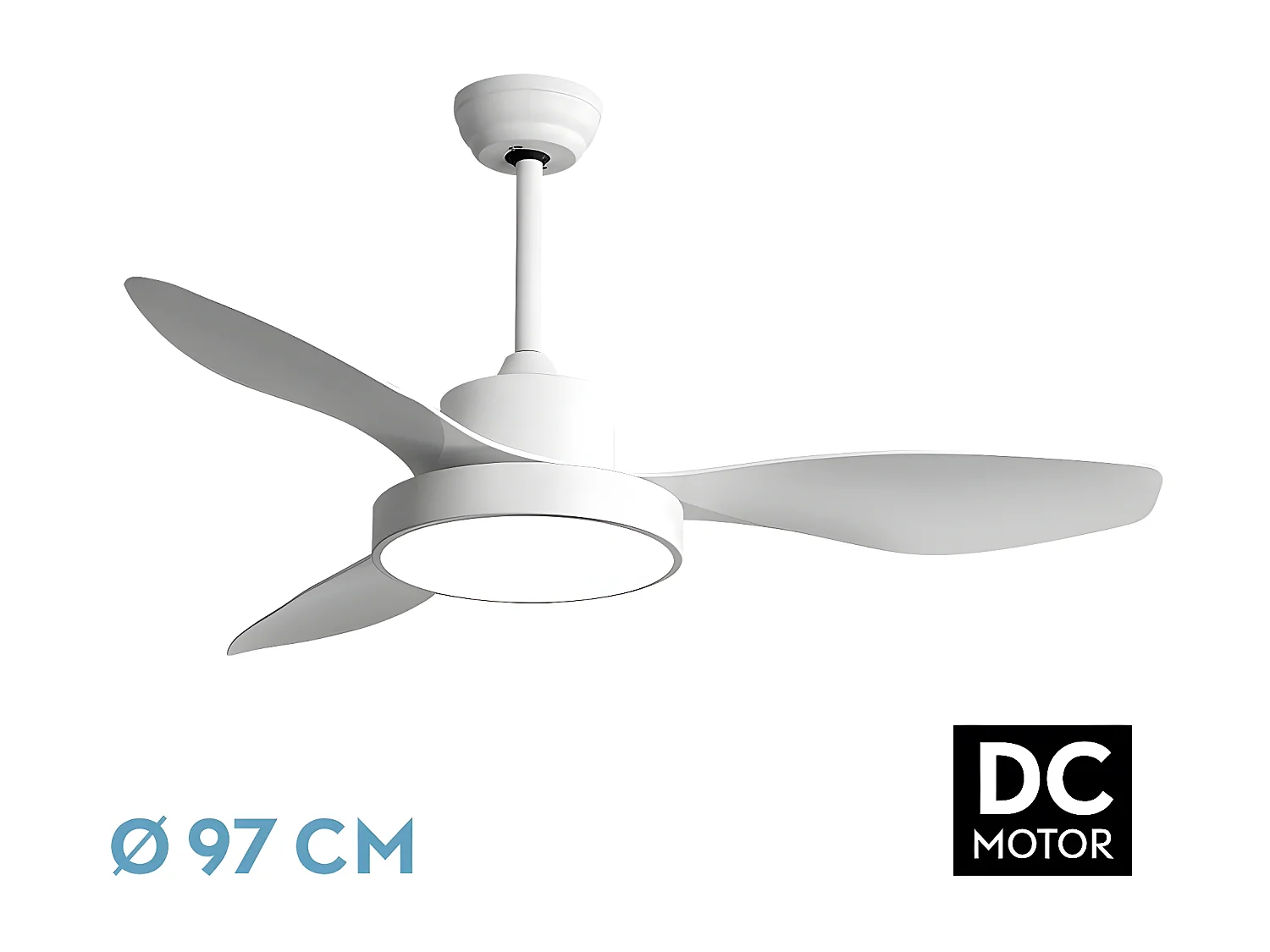 Ventilador Dc Hayate S Blanco Led Integrado Cct Regulable
