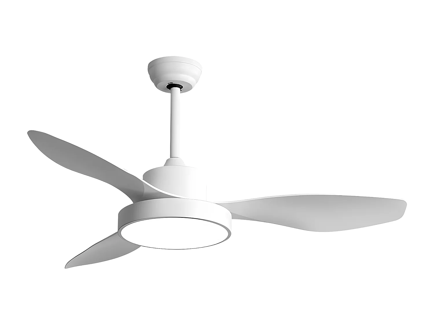 Ventilateur DC HAYATE S blanc LED intégrée CCT dimmable FABRILAMP