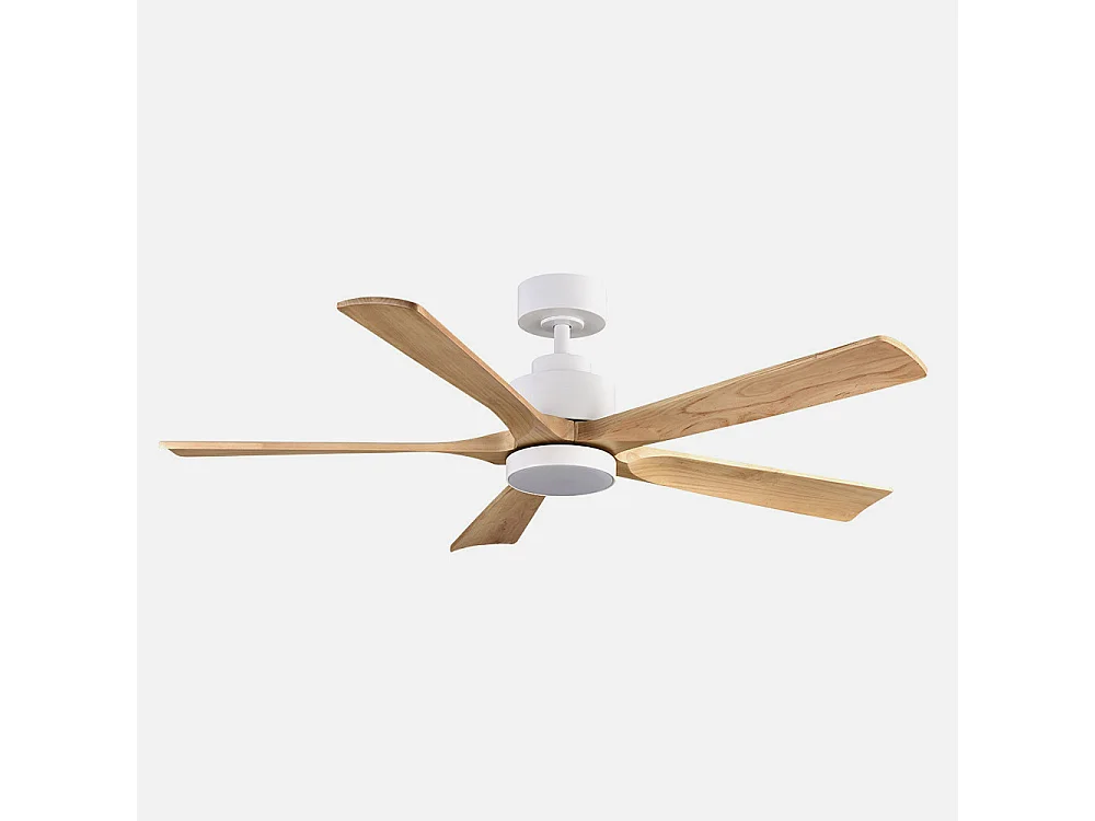 Ventilateur CAIRO DC blanc hêtre intégré avec 3 positions FABRILAMP