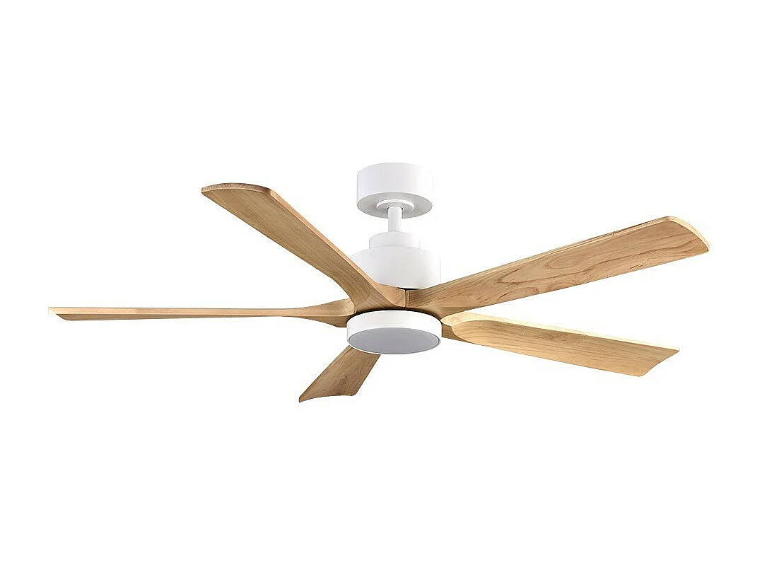 Ventilateur CAIRO DC blanc hêtre intégré avec 3 positions FABRILAMP