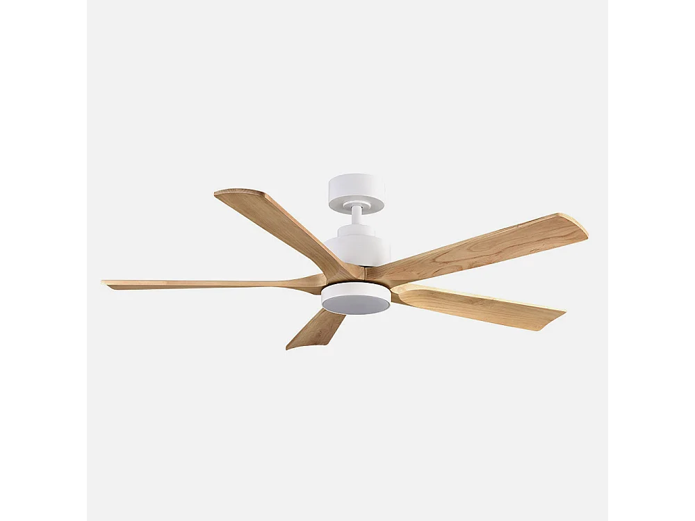 Ventilateur CAIRO DC blanc hêtre intégré avec 3 positions FABRILAMP