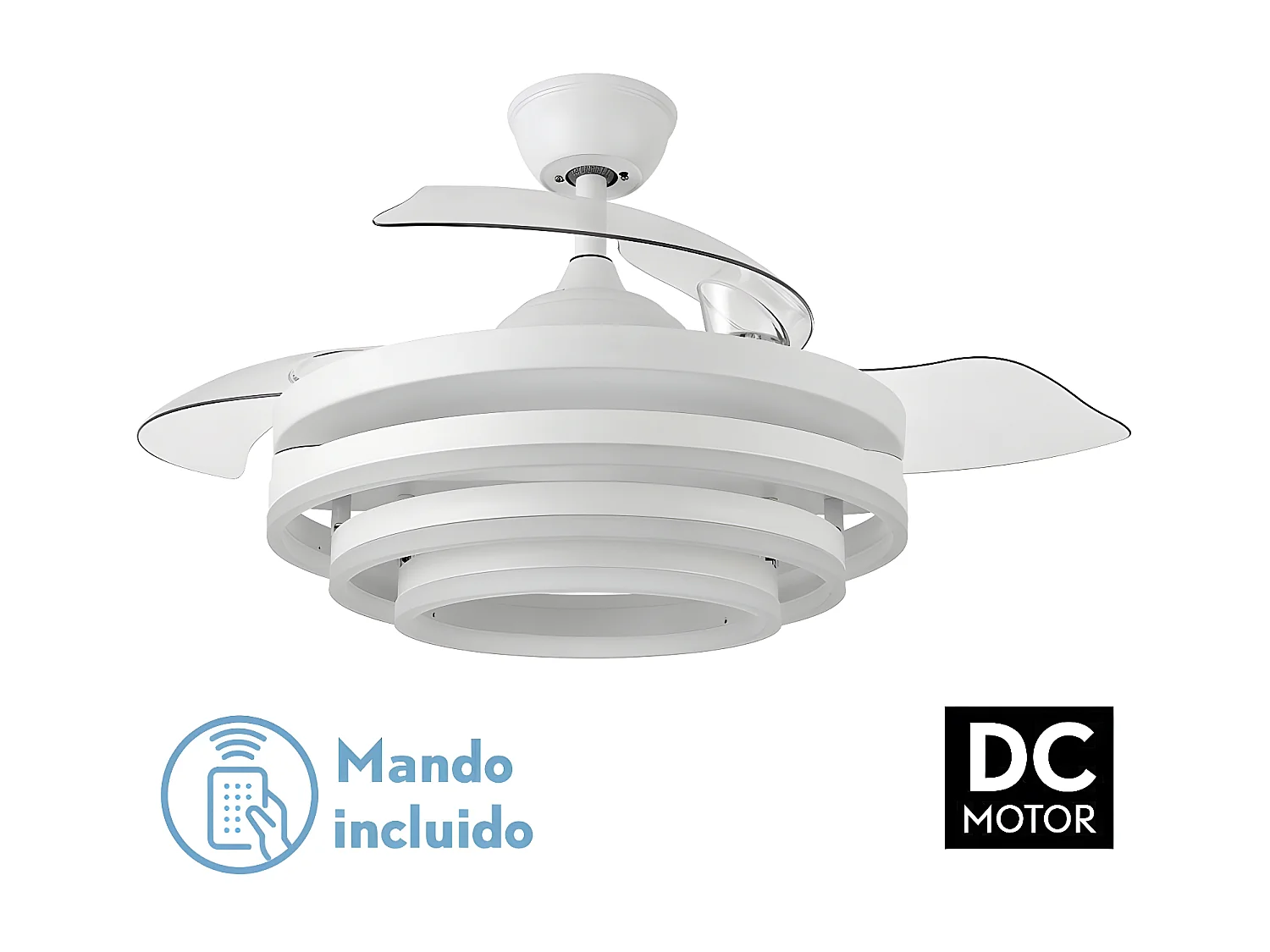 Ventilateur DC LED blanc KAI avec télécommande CCT réglable FABRILAMP