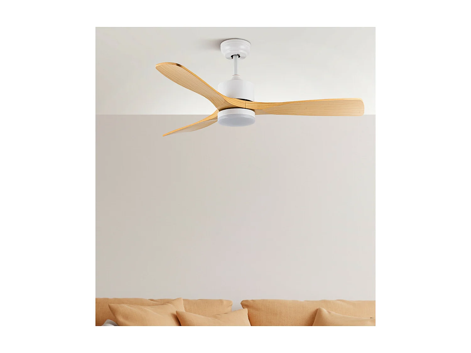 Ventilador Dc Azabache Blanco Led 20w Con Temporizador