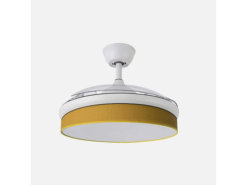 Ventilateur DC MODA Blanc Jaune Télécommande Fonction Inverse FABRILAMP