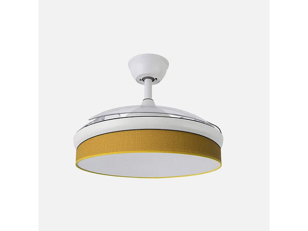 Ventilateur DC MODA Blanc Jaune Télécommande Fonction Inverse FABRILAMP