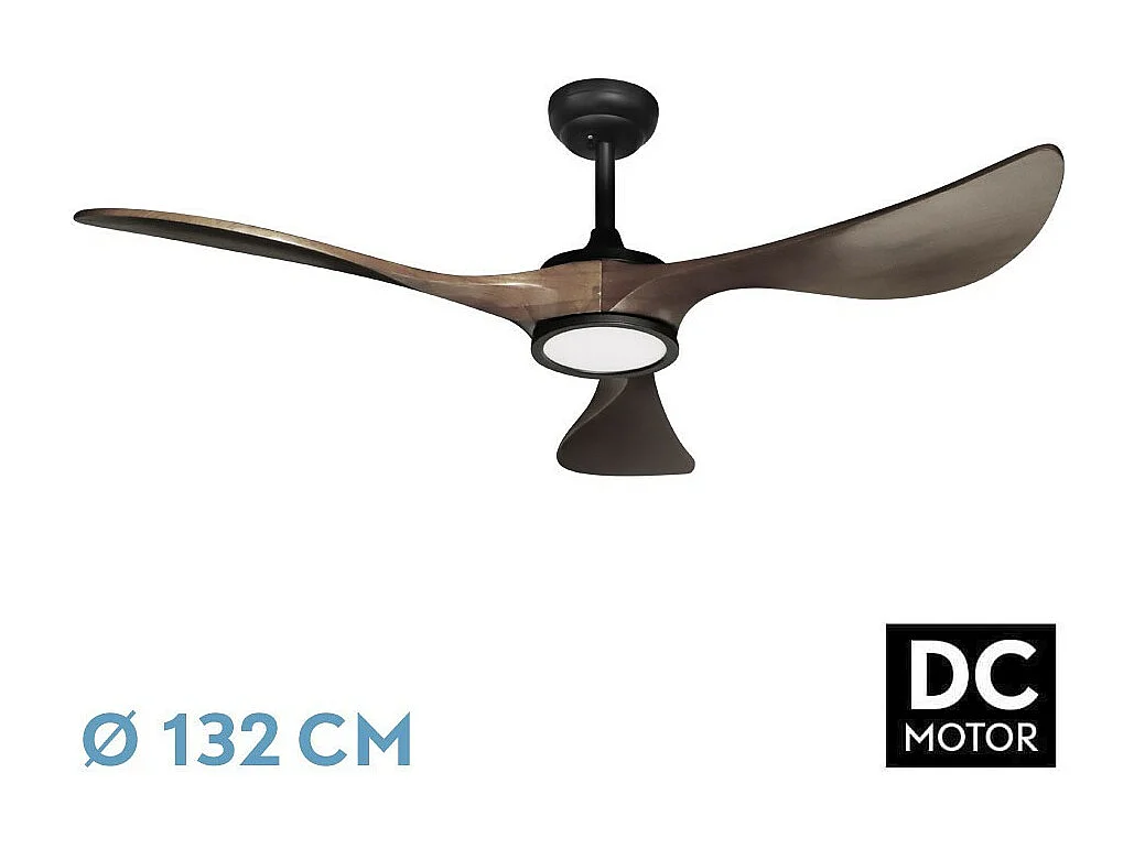 DC VIANA Ventilateur LED Noir Dimmable Intensité Mémoire Couleur FABRILAMP