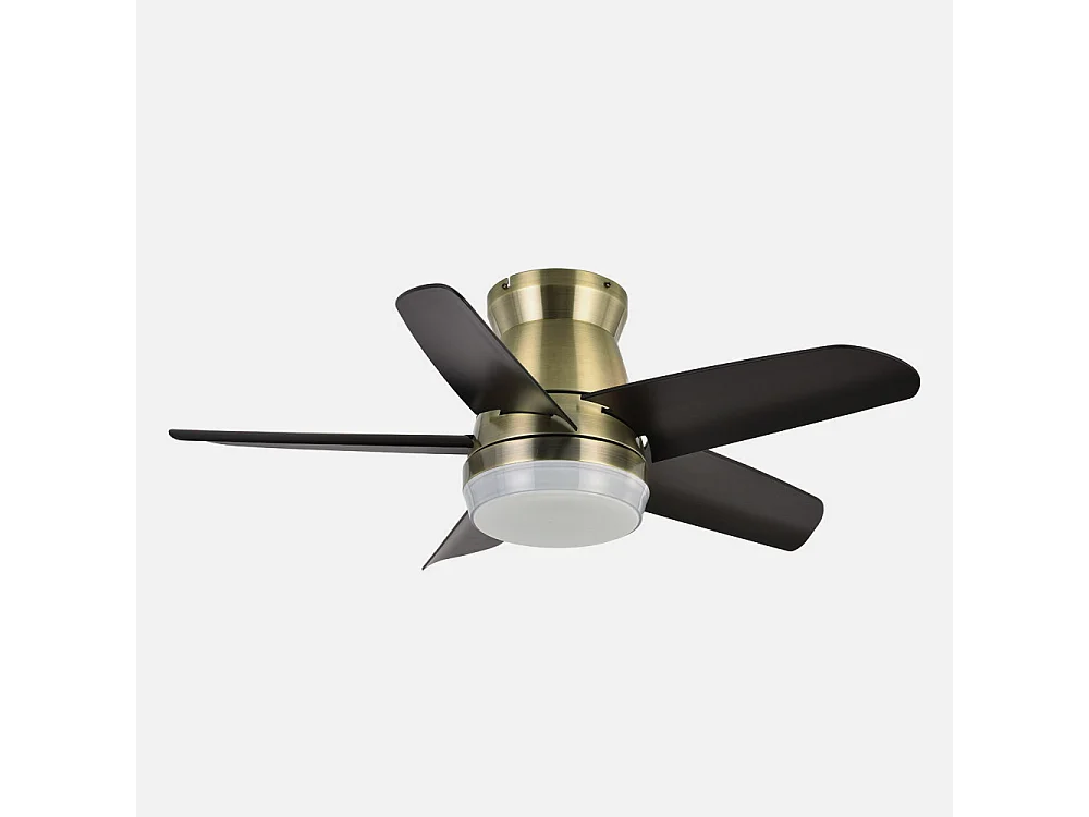 Ventilador Dc Neutron Dorado Led 3 Posiciones Y Mando A Distancia