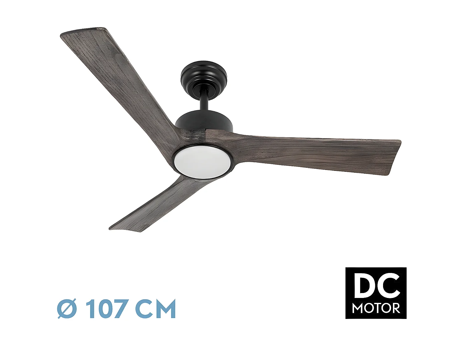 Ventilador Dc Orinoco Negro Led Dimable Control Remoto