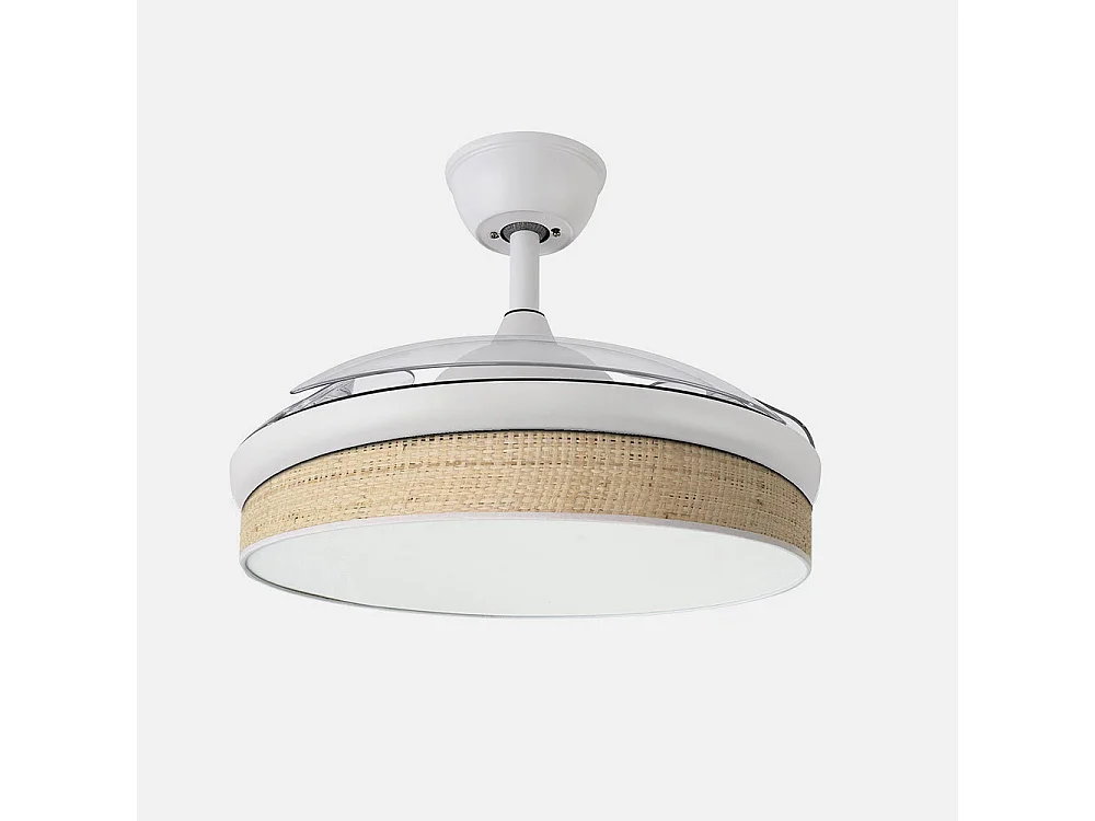 Ventilateur DC MODA Beige Blanc Télécommande Fonction Inverse FABRILAMP