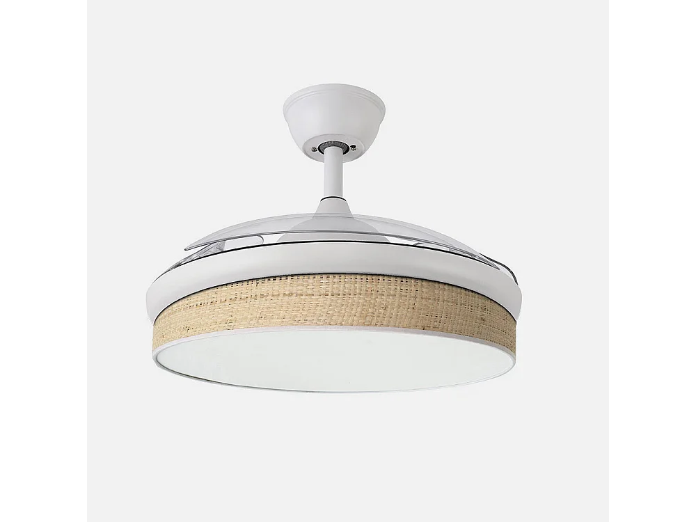 Ventilateur DC MODA Beige Blanc Télécommande Fonction Inverse FABRILAMP