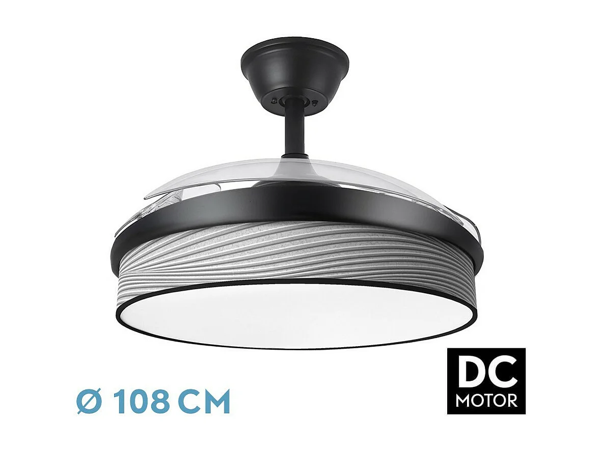 Ventilateur DC MODA Noir Gris 3 Températures Mémoire Couleur FABRILAMP