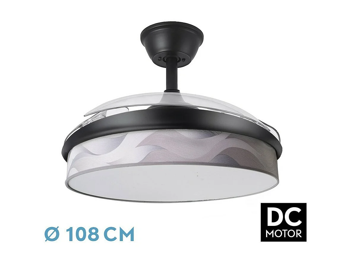 Ventilador Dc Moda Negro Gris Control Remoto Cct Regulable