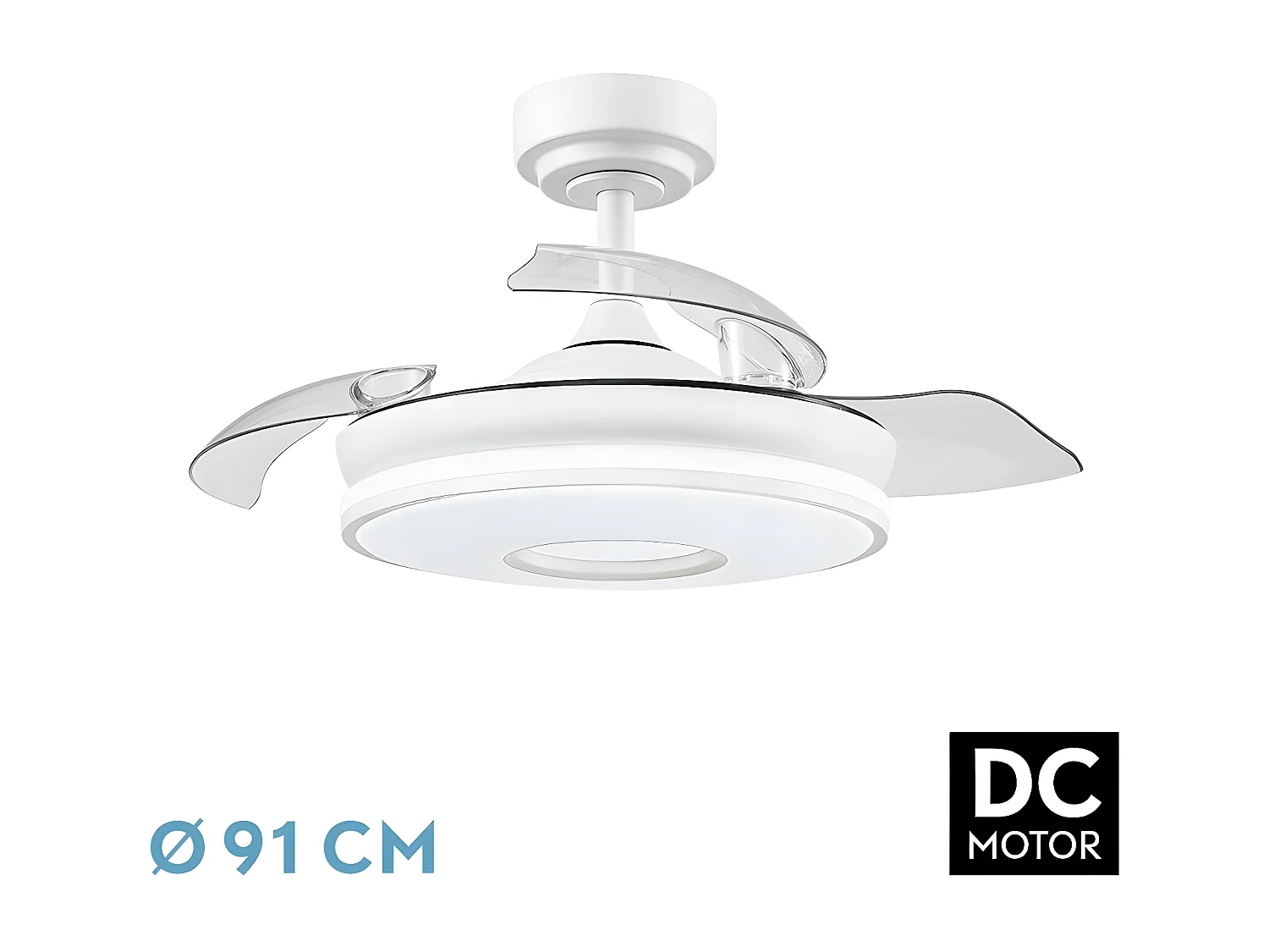 Ventilador Dc Dani S Blanco Led 3 Temperaturas Y Temporizador
