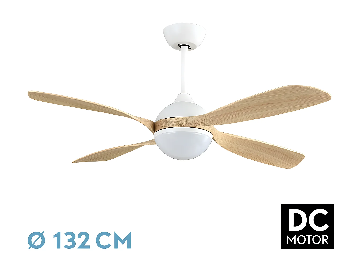 Ventilateur LED LIVORNO DC blanc hêtre intégré avec CCT et minuterie FABRILAMP