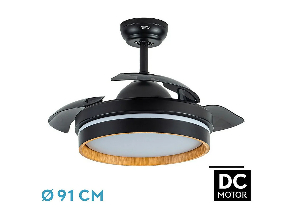 Ventilador Dc Nalon S Negro  Madera Cct Regulable Control Remoto Led