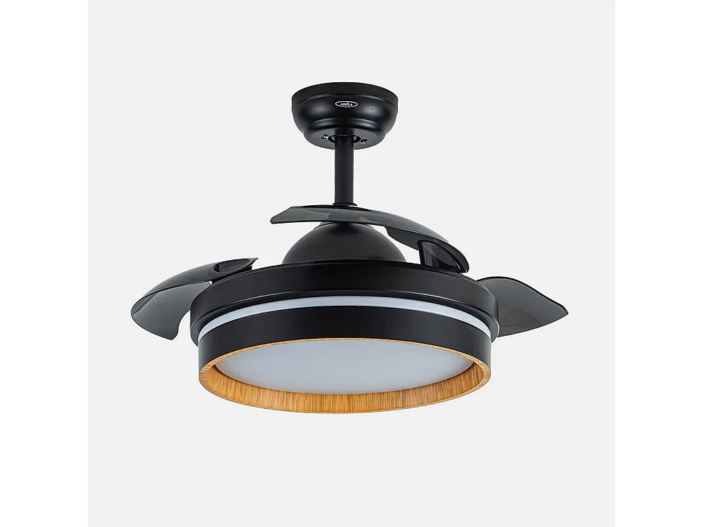 Ventilateur DC NALON S Bois Noir CCt Télécommande LED Dimmable FABRILAMP