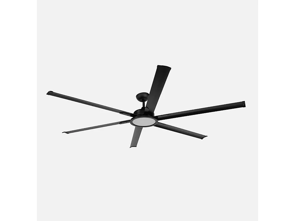Ventilador Extragrande Dc Almanzor Negro Led Cct Regulable Temporizador Fabrilamp