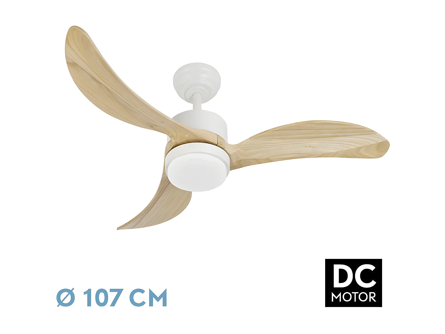 BEMBEZAR Ventilateur DC Blanc Led 24w Dimmable avec Minuterie FABRILAMP