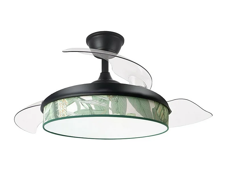 Ventilador DC Moda negro/hoja verde LED 108 cm con mando