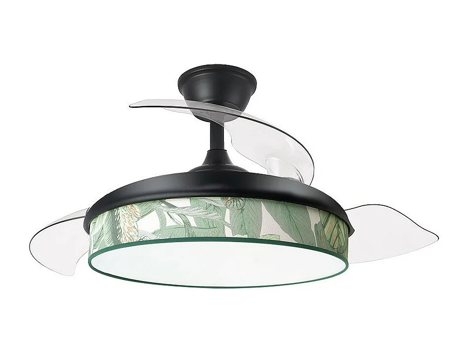 Ventilateur DC MODA Noir Vert Télécommande Fonction Inverse FABRILAMP