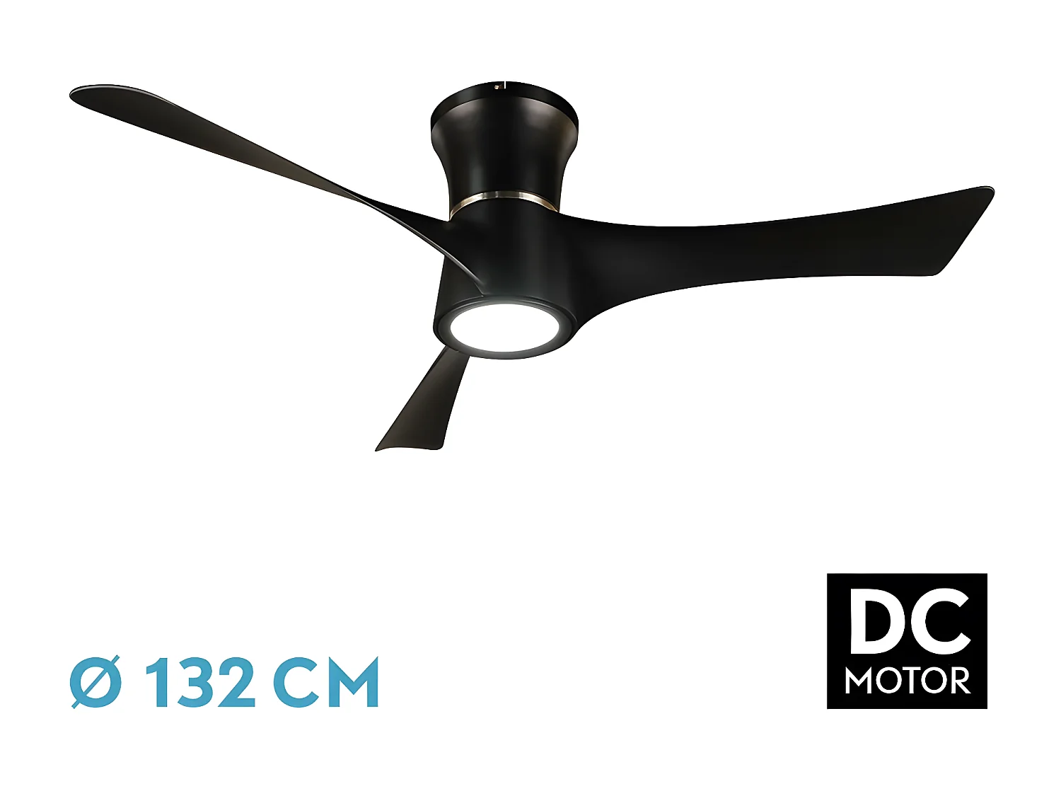 Ventilateur DC TIANAS Télécommande LED Noire Dimmable Intensité FABRILAMP