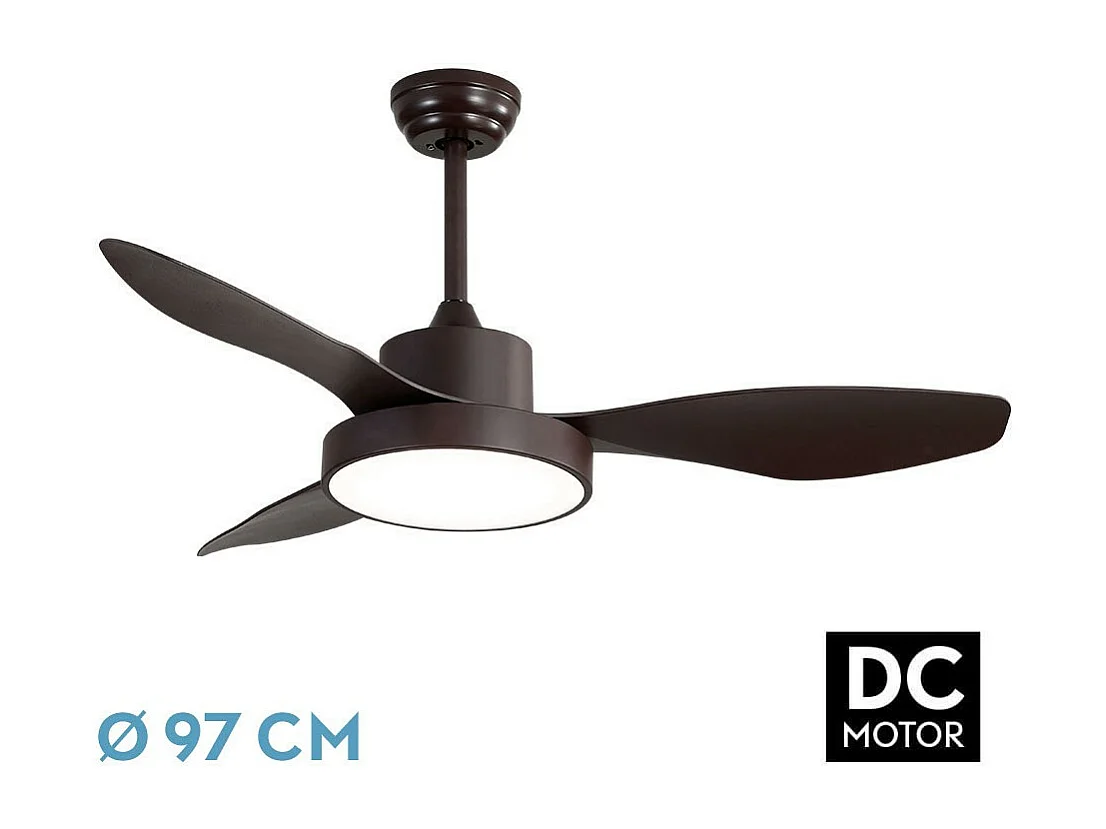 Ventilador Dc Hayate S Marron Led Integrado Cct Regulable