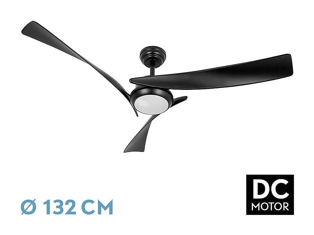 Ventilador Dc Tarento Negro Led Memoria Color Cct Regulable