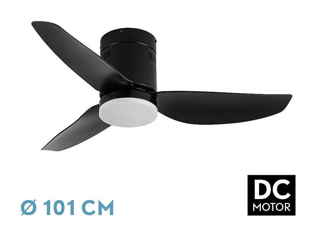 Ventilador Dc Borax  Negro Led 20w Y Memoria De Color