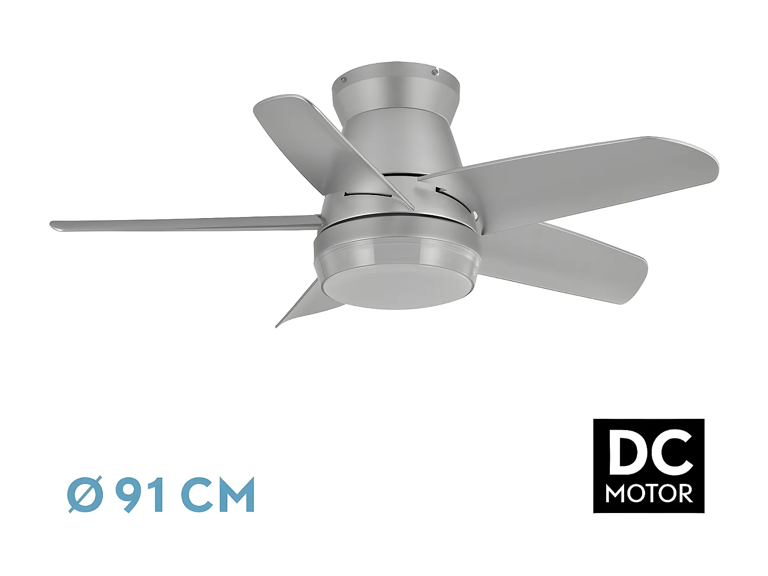 Ventilador Dc Neutron Plata Led 3 Posiciones Y Mando A Distancia