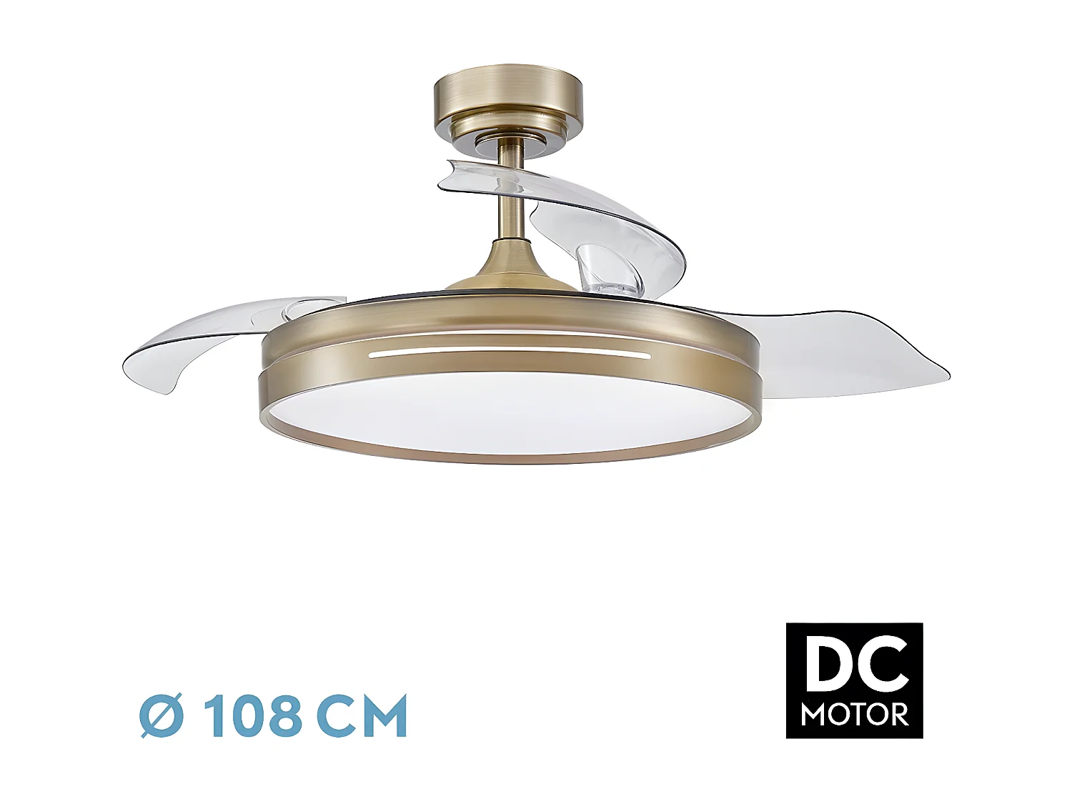 MICENAS L Ventilateur DC LED Or avec Mémoire de Couleur FABRILAMP
