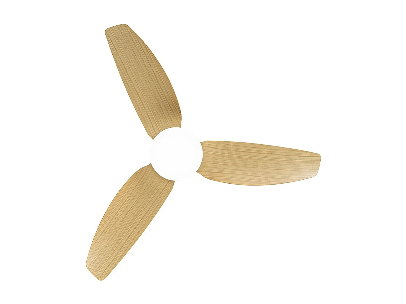 Ventilateur LED BORAX DC en hêtre blanc de 20 W et mémoire de couleur FABRILAMP