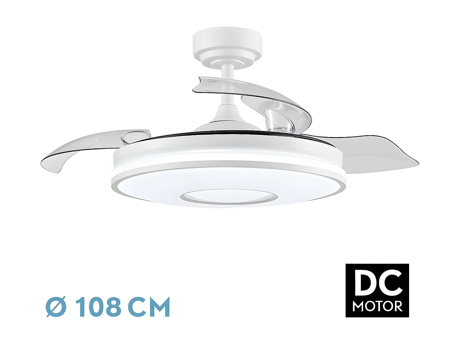 Ventilador Dc Dani L Blanco Led Integrado Cct Y Memoria Color