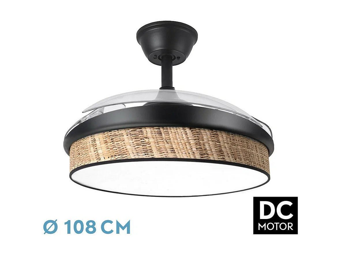 Dc Fan MODA Black Reed Télécommande Fonction Inverse FABRILAMP