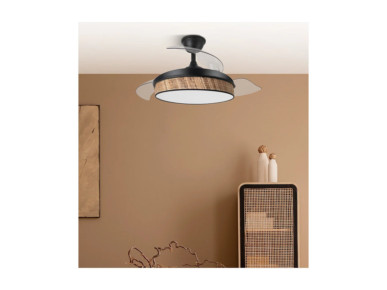 Dc Fan MODA Black Reed Télécommande Fonction Inverse FABRILAMP