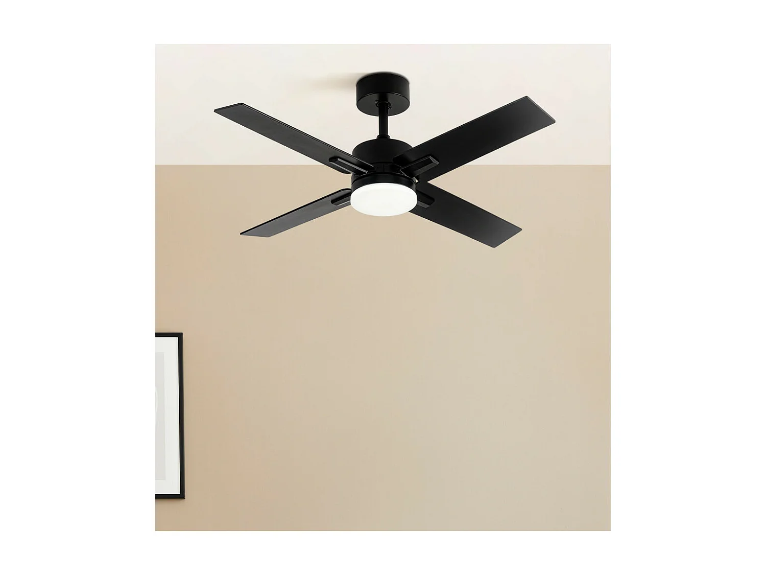 DC TALCO Ventilateur Noir 4 Pales LED 3 Température FABRILAMP