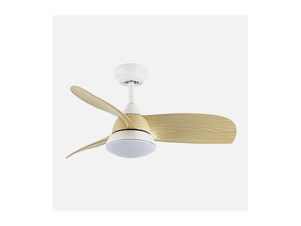 Ventilador Dc Atomo Blanco Haya Led Memoria Color Mando Distancia