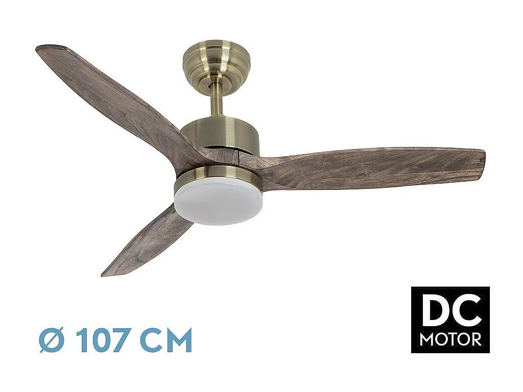 TORINO Ventilateur DC LED Or 24w 3 Températures de Couleur FABRILAMP