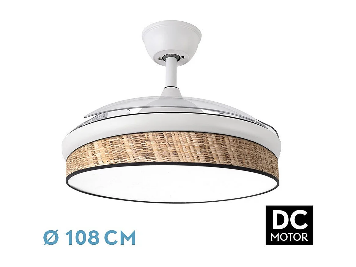 Dc Fan MODA White Reed Télécommande Fonction Inverse FABRILAMP