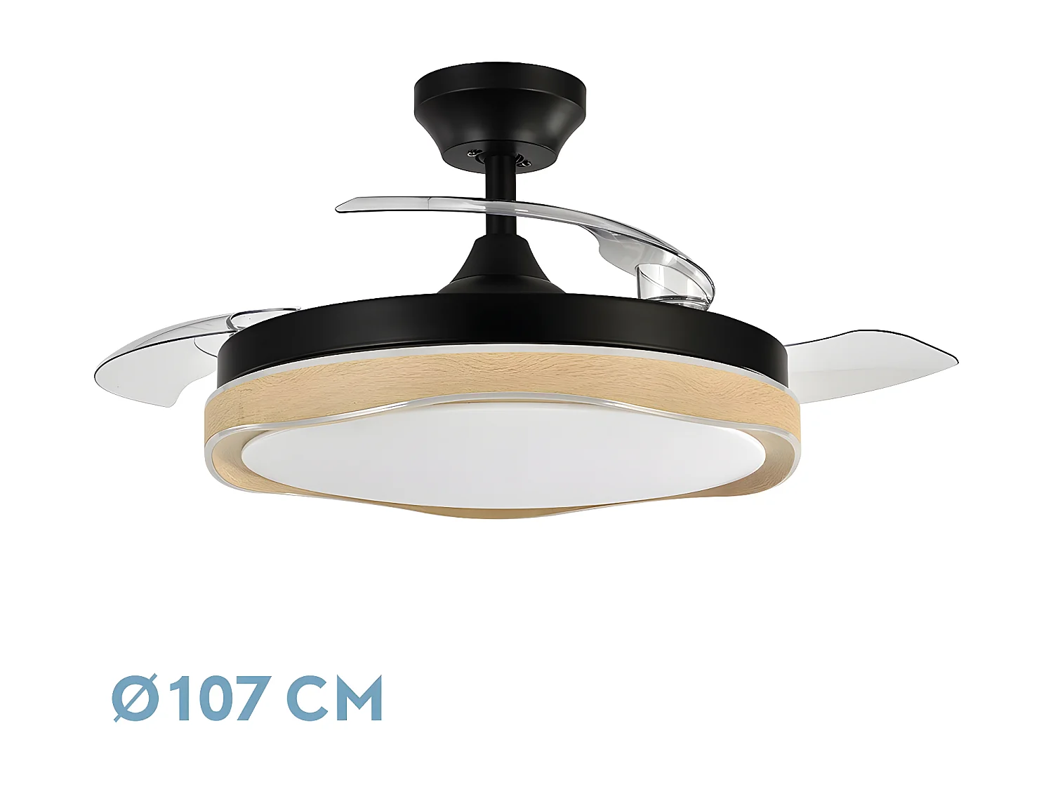 Ventilador Dc Blondi Negro Madera Led 3 Temperaturas Control Remoto