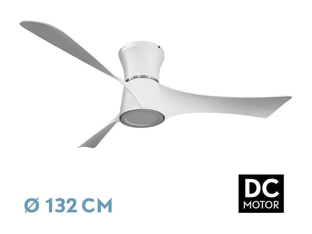 Ventilateur DC TIANAS Télécommande LED blanche intensité dimmable FABRILAMP