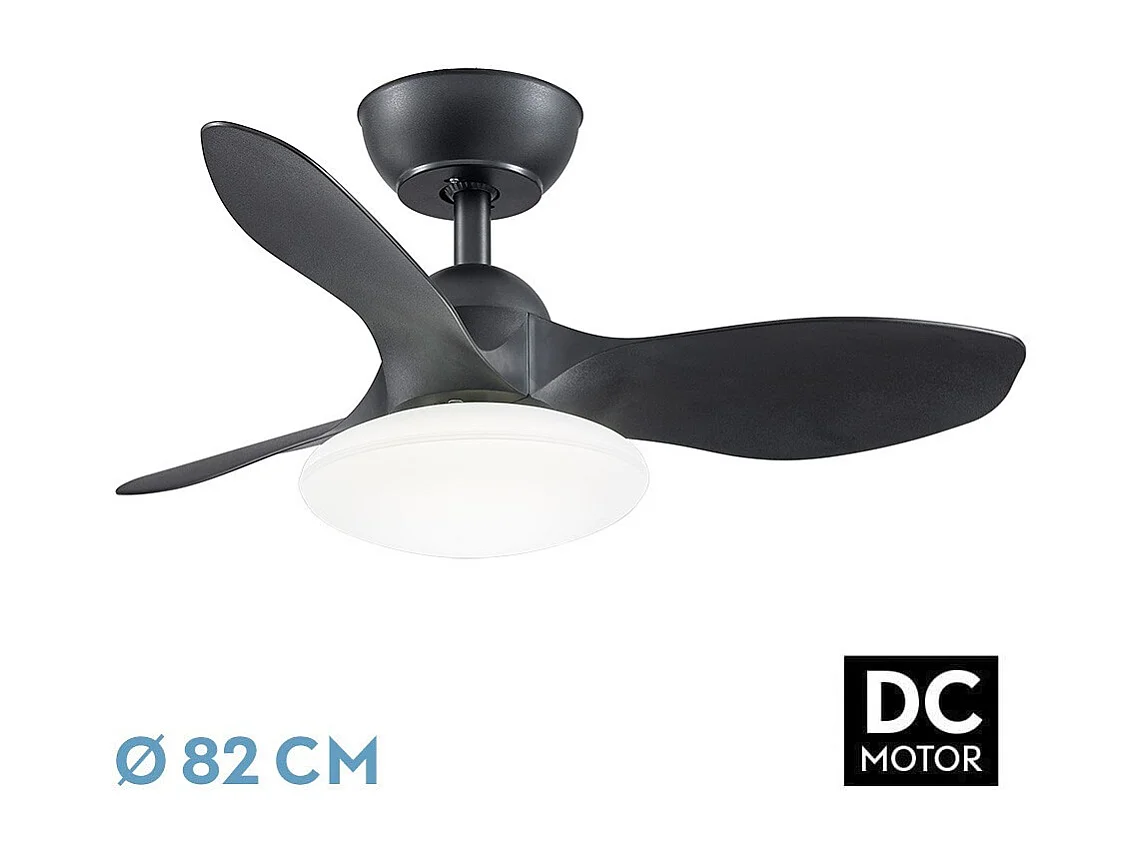 PARAMO Ventilateur LED CCT CC noir avec minuterie FABRILAMP
