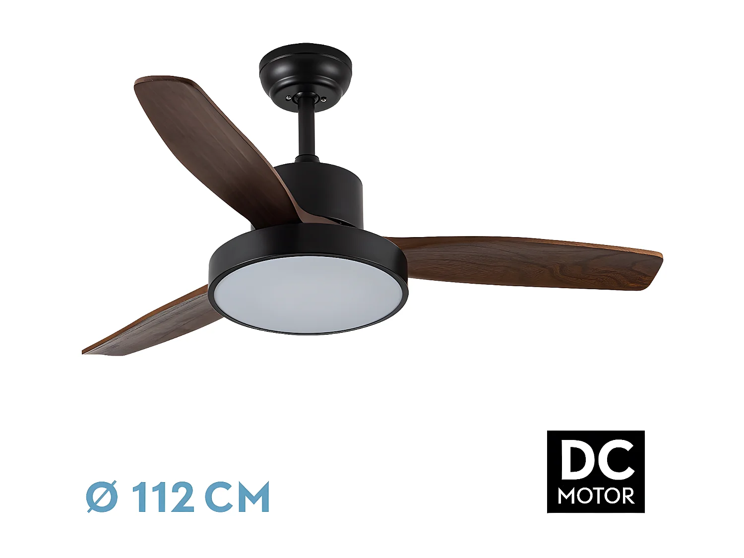 Ventilador Dc Kavala Negro Roble Led Mando Distancia Cct Regulable