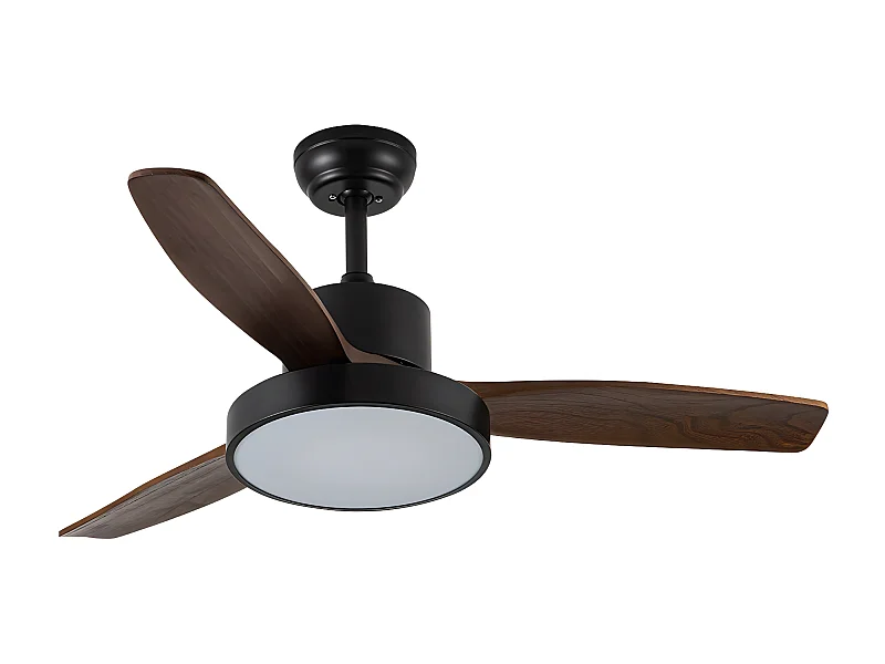 KAVALA DC Fan Chêne Noir LED Télécommande CCT Dimmable FABRILAMP