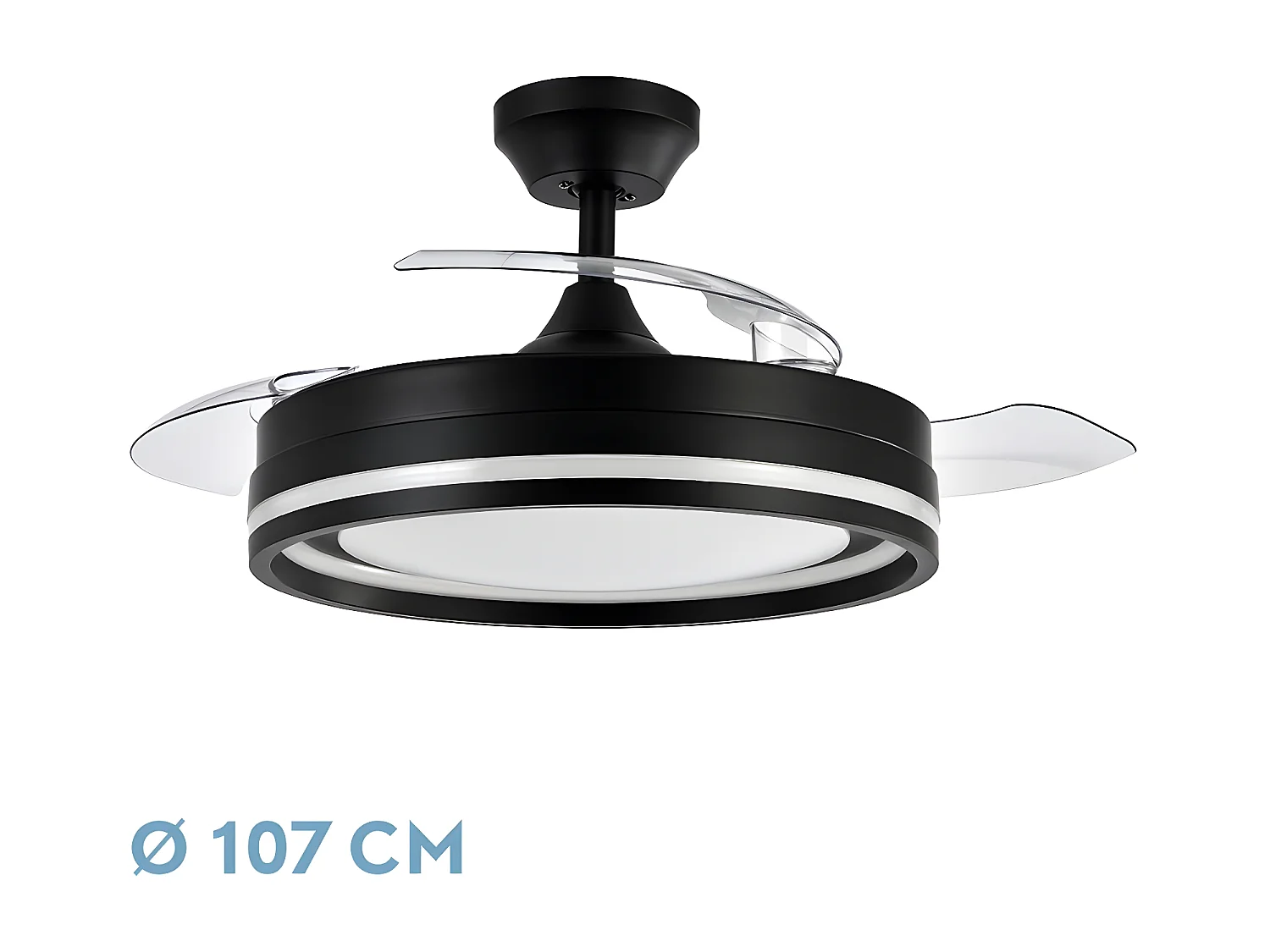 CERRATO DC Ventilateur Led Noir 3 Températures avec Mémoire FABRILAMP