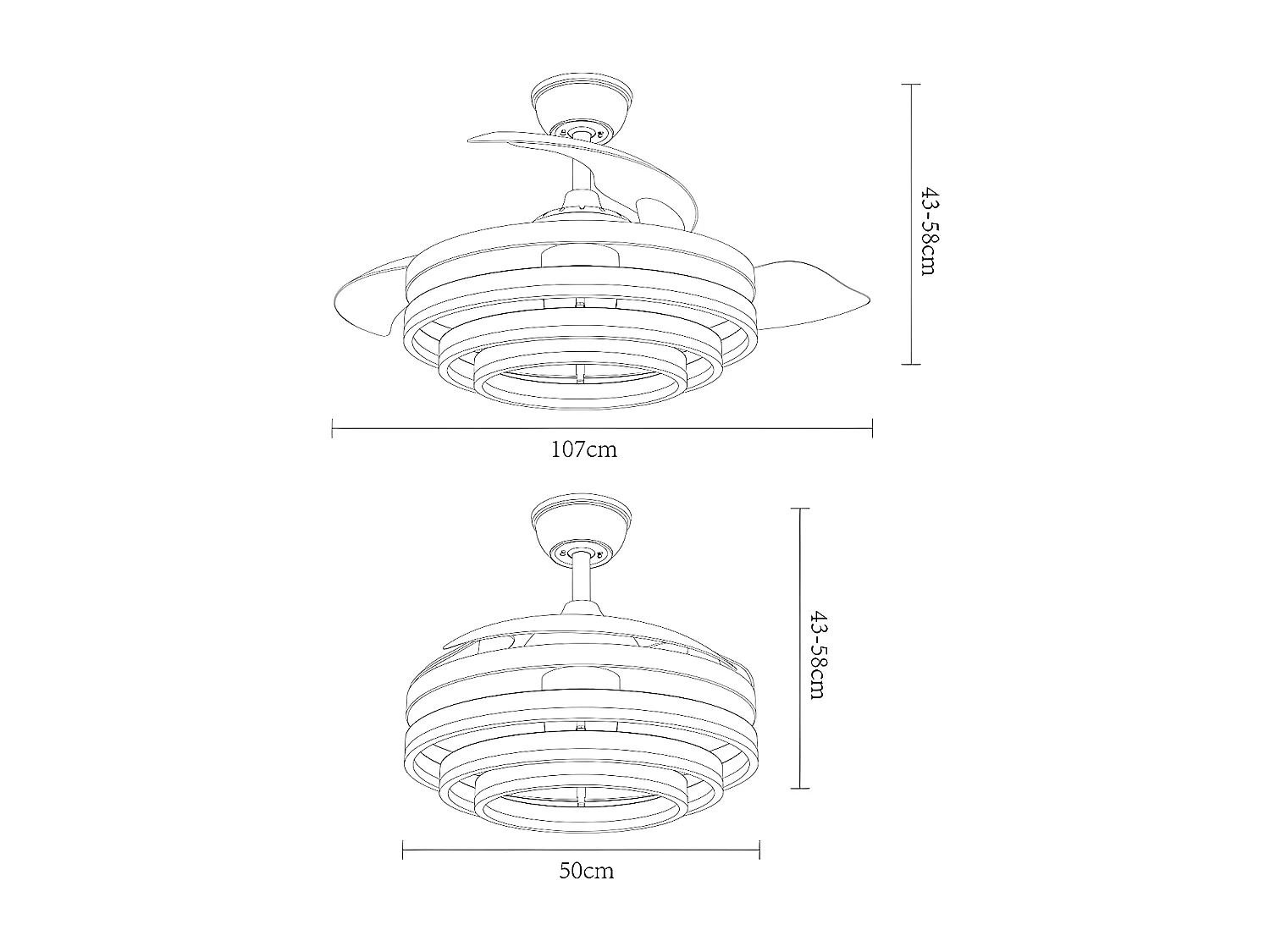 DC KAI noir LED cct ventilateur dimmable avec télécommande FABRILAMP