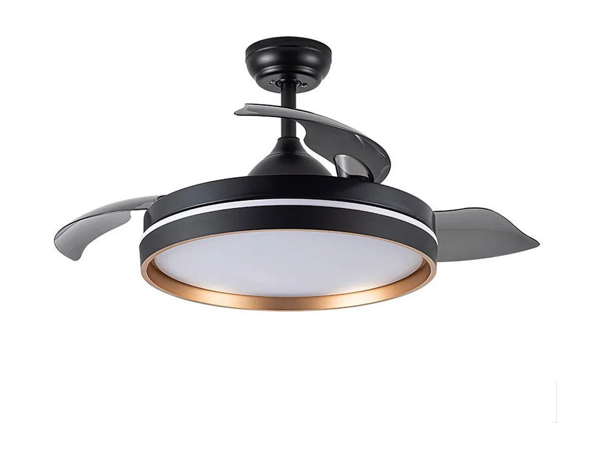 Ventilateur CC NALON L Or Noir CCt Télécommande LED Dimmable FABRILAMP