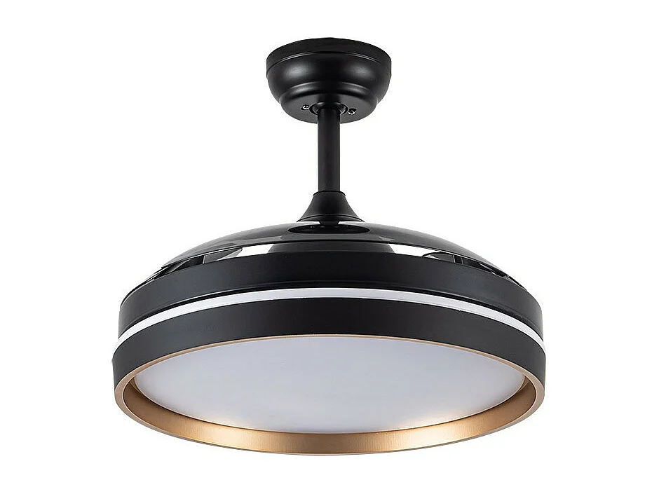 Ventilateur CC NALON L Or Noir CCt Télécommande LED Dimmable FABRILAMP