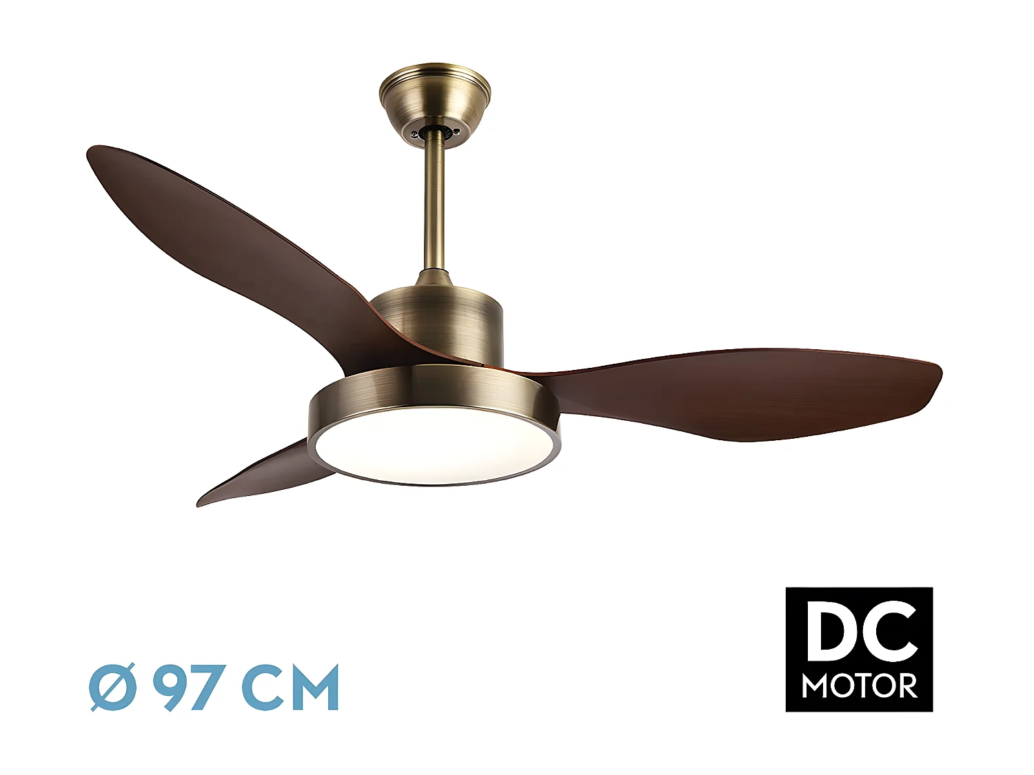 Ventilateur DC HAYATE S or Intégré CCT LED dimmable FABRILAMP